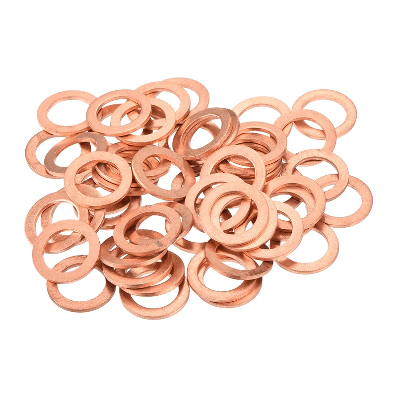 52 Pcs Flat Copper Washers 13x19x1.5mm Copper Flat Sealing Ring Washers