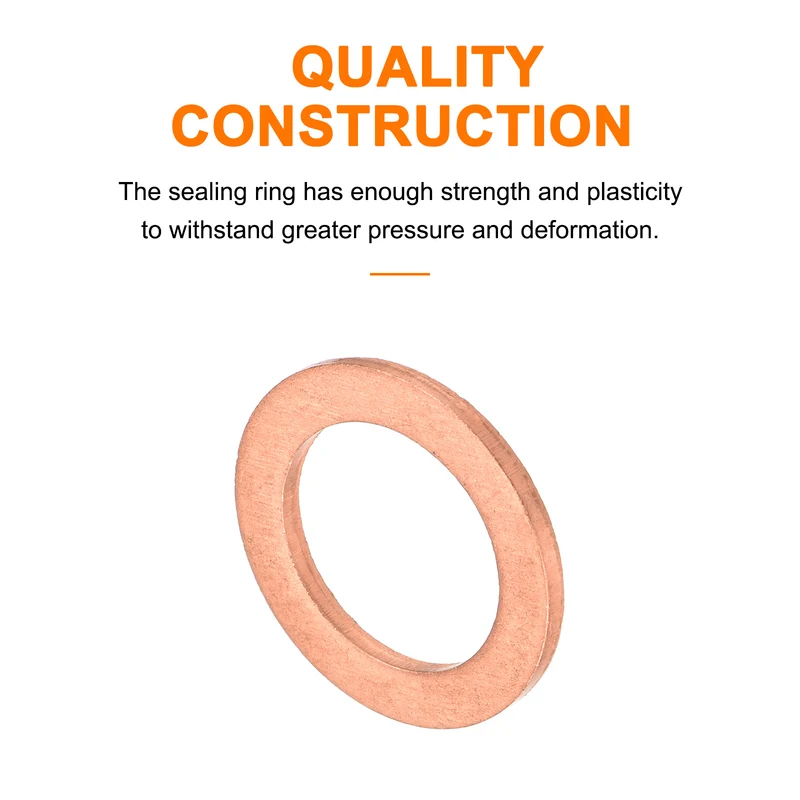 52 Pcs Flat Copper Washers 13x19x1.5mm Copper Flat Sealing Ring Washers