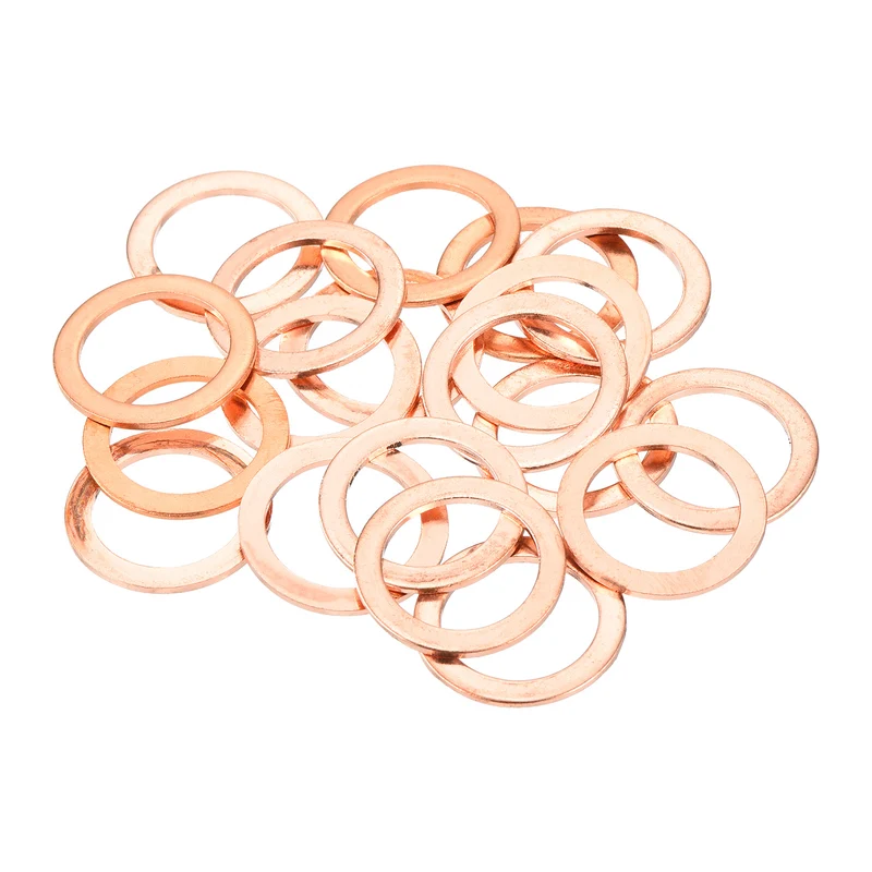 22 Pcs Flat Copper Washers 13x18x1mm Copper Flat Sealing Ring Washers