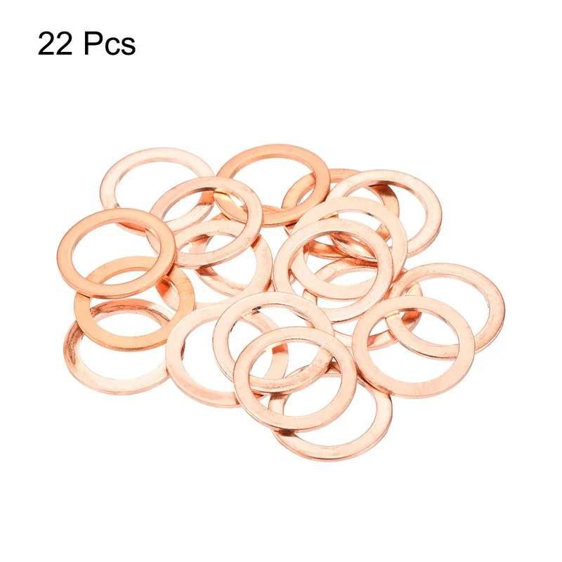 22 Pcs Flat Copper Washers 13x18x1mm Copper Flat Sealing Ring Washers