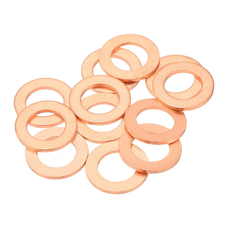 12 Pcs Flat Copper Washers 12x20x1.5mm Copper Flat Sealing Ring Washers