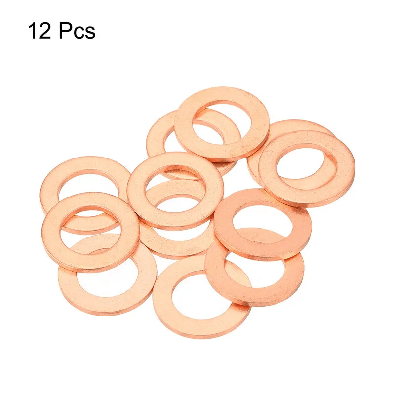 12 Pcs Flat Copper Washers 12x20x1.5mm Copper Flat Sealing Ring Washers
