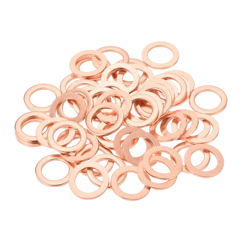 52 Pcs Flat Copper Washers 12x18x1.5mm Copper Flat Sealing Ring Washers