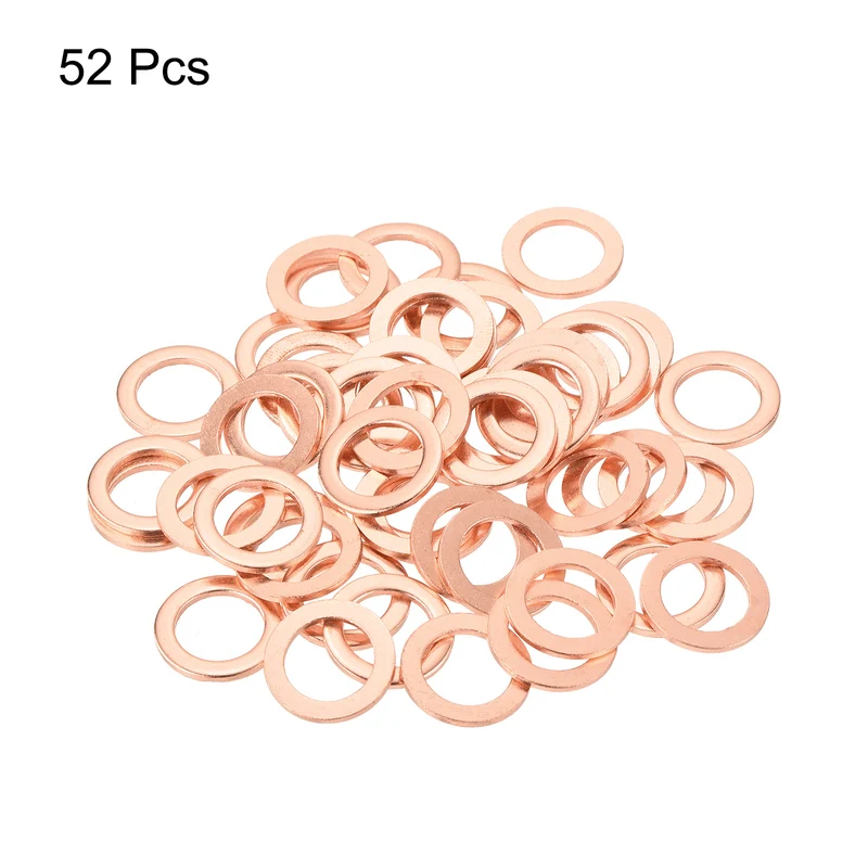 52 Pcs Flat Copper Washers 12x18x1.5mm Copper Flat Sealing Ring Washers