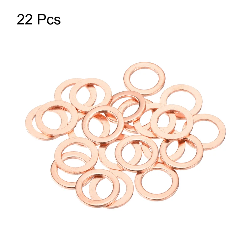 22 Pcs Flat Copper Washers 12x18x1.5mm Copper Flat Sealing Ring Washers