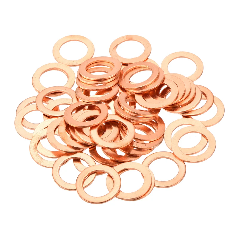 52 Pcs Flat Copper Washers 12x18x1mm Copper Flat Sealing Ring Washers