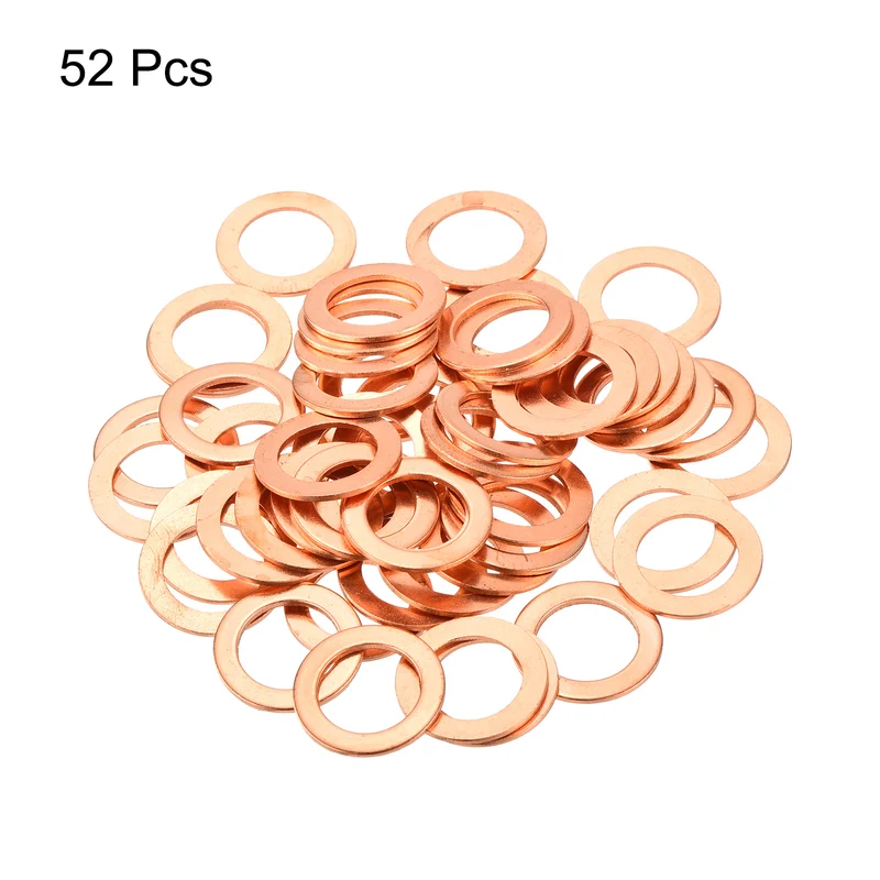 52 Pcs Flat Copper Washers 12x18x1mm Copper Flat Sealing Ring Washers
