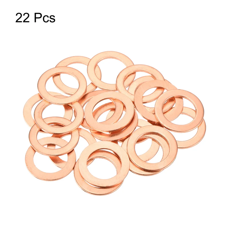 22 Pcs Flat Copper Washers 12x18x1mm Copper Flat Sealing Ring Washers