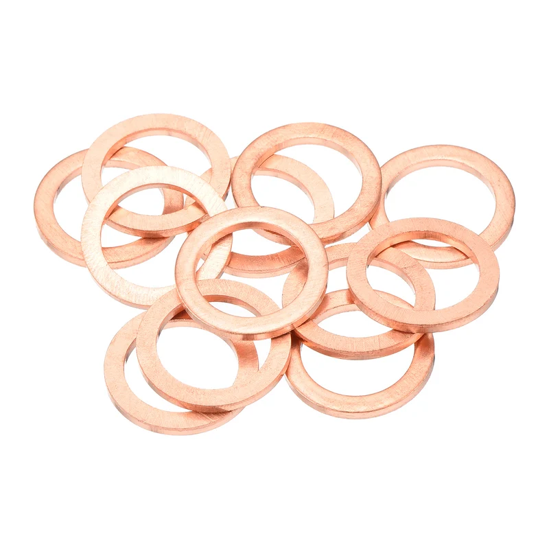 12 Pcs Flat Copper Washers 12x17x1.5mm Copper Flat Sealing Ring Washers