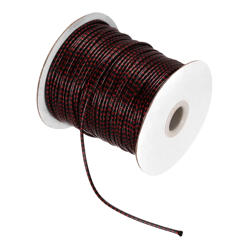 Waxed Cord 2mm Waxed Thread 87 Yard Wax String Leather Cord (Red/Black)