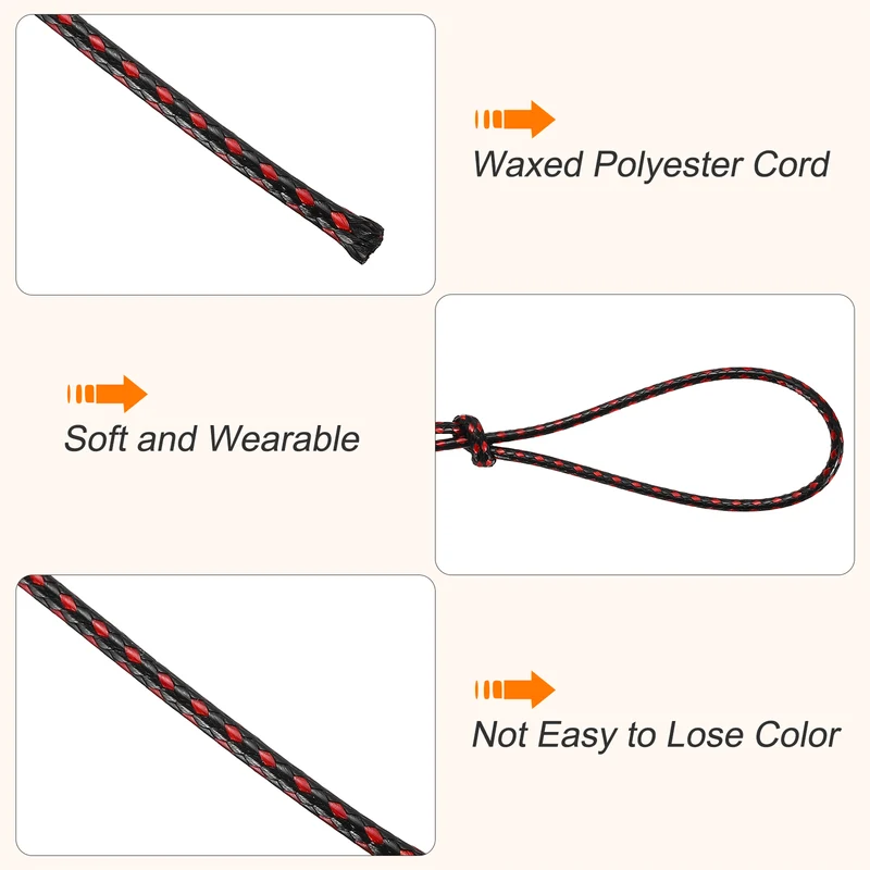 Waxed Cord 2mm Waxed Thread 87 Yard Wax String Leather Cord (Red/Black)