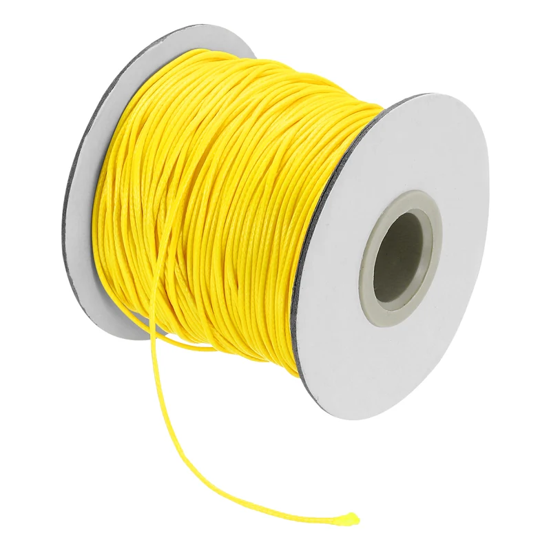 Waxed Cord 1mm Waxed Thread 87 Yard Wax String Leather Cord (Golden Yellow)