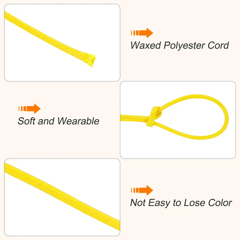 Waxed Cord 1mm Waxed Thread 87 Yard Wax String Leather Cord (Golden Yellow)