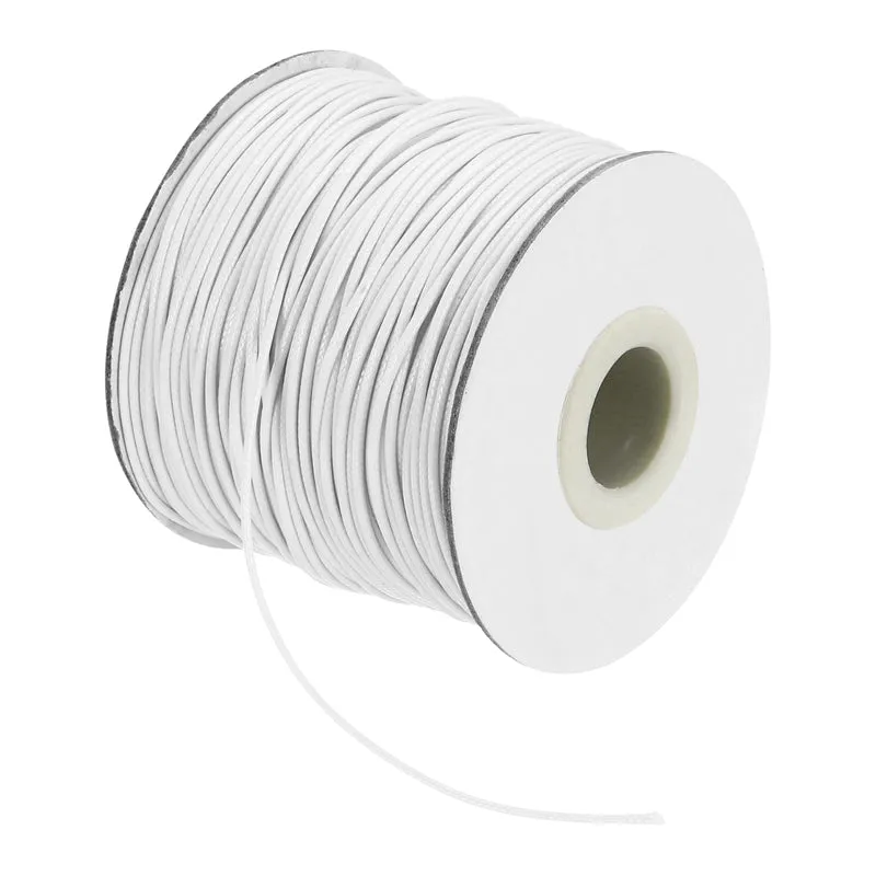 Waxed Cord 1mm Waxed Thread 87 Yard Wax String Leather Cord (White)
