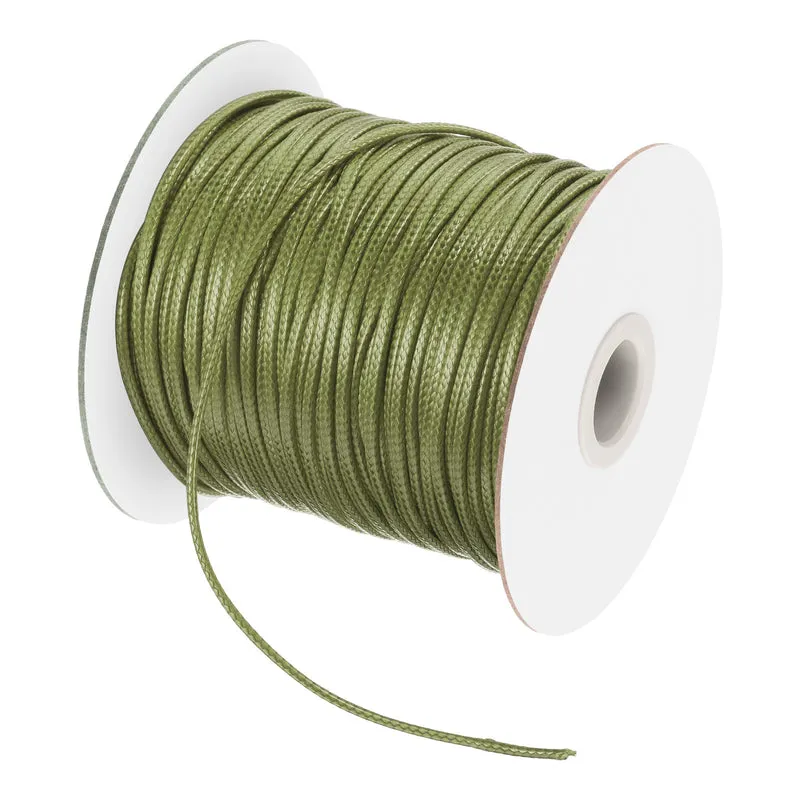 Army Green 2mm Waxed Cord 87 Yard Wax Bead Thread String for Jewelry Making