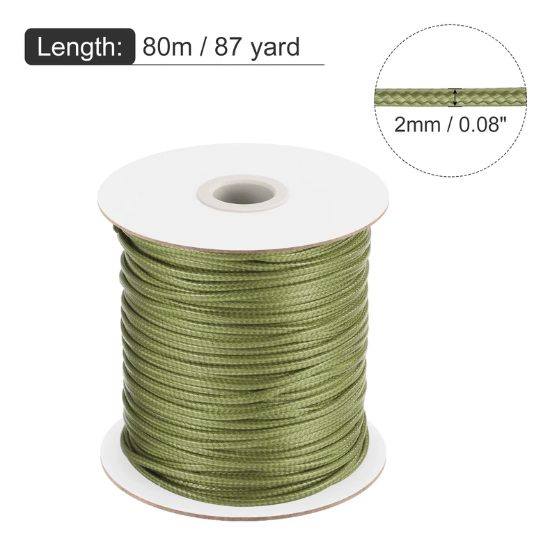 Army Green 2mm Waxed Cord 87 Yard Wax Bead Thread String for Jewelry Making