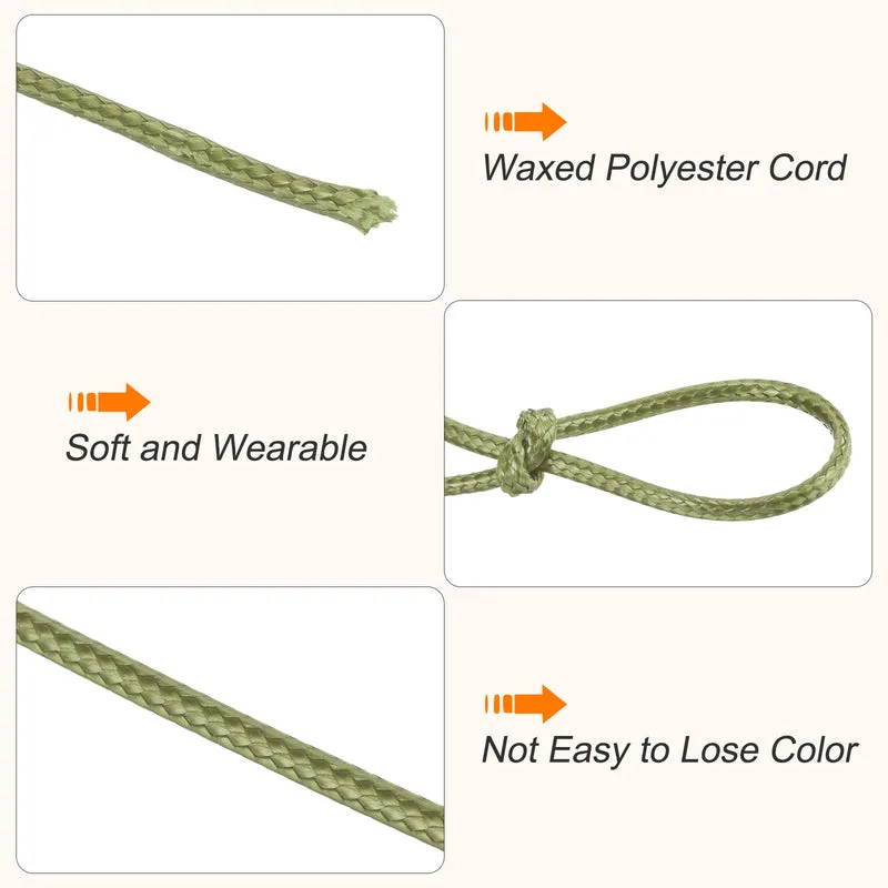 Army Green 2mm Waxed Cord 87 Yard Wax Bead Thread String for Jewelry Making