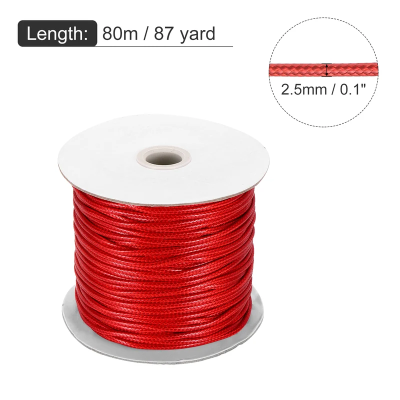 Red 2.5mm Waxed Cord 87 Yard Wax Bead Thread String for Jewelry Making