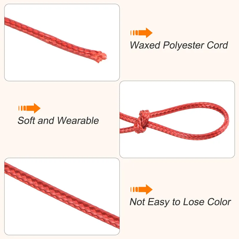 Red 2.5mm Waxed Cord 87 Yard Wax Bead Thread String for Jewelry Making