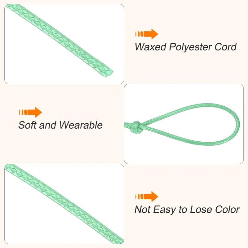 Waxed Cord 3.5mm Waxed Thread 44 Yard Wax String Leather Cord (Mint Green)