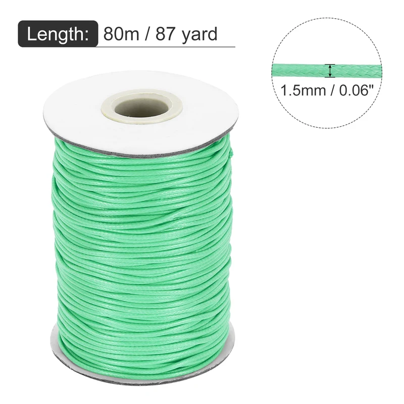 Waxed Cord 1.5mm Waxed Thread 87 Yard Wax String Leather Cord (Lake Blue)