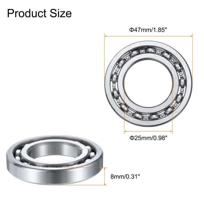 4 Pcs 16005 Deep Groove Ball Bearing, 25mm x 47mm x 8mm High Carbon Chrome Steel Z0 Double Rubber Sealed Bearing (ABEC1)