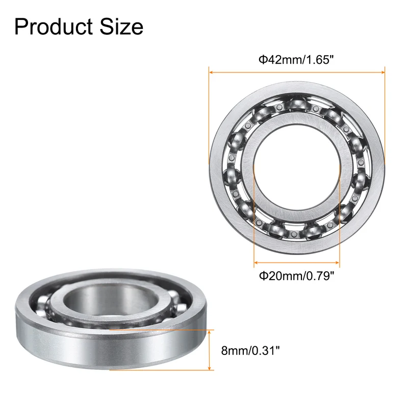 4 Pcs 16004 Deep Groove Ball Bearing, 20mm x 42mm x 8mm High Carbon Chrome Steel Z0 Double Rubber Sealed Bearing (ABEC1)
