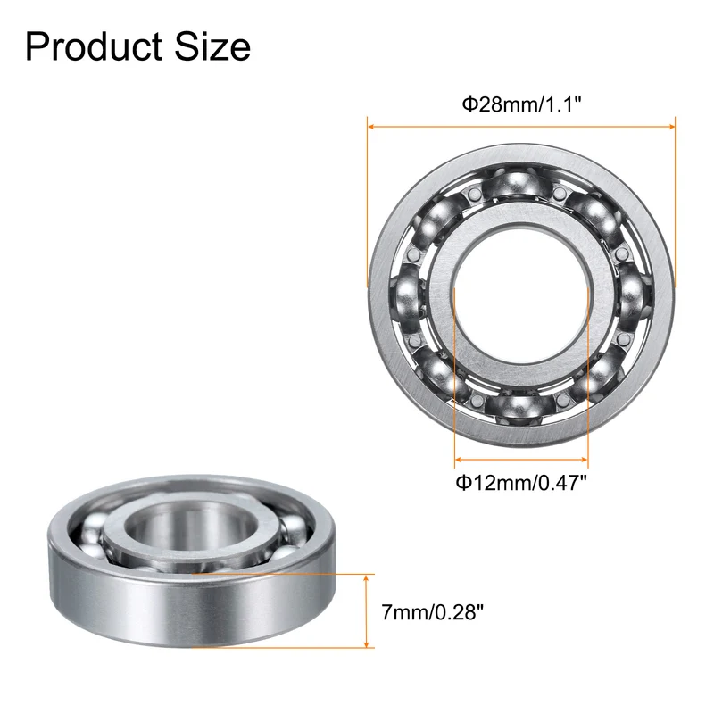 4 Pcs 16001 Deep Groove Ball Bearing, 12x28x7 mm Double Sealed Bearing Z3