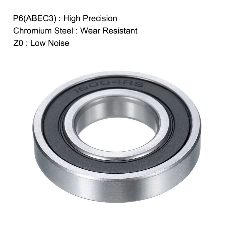 4 Pcs 16004-2RS Deep Groove Ball Bearing, 20x42x8 mm Double Sealed Bearing Z0