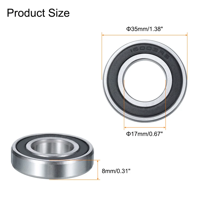 4Pcs 16003-2RS Deep Groove Ball Bearing 18x35x8mm Double Sealed Bearing Z0