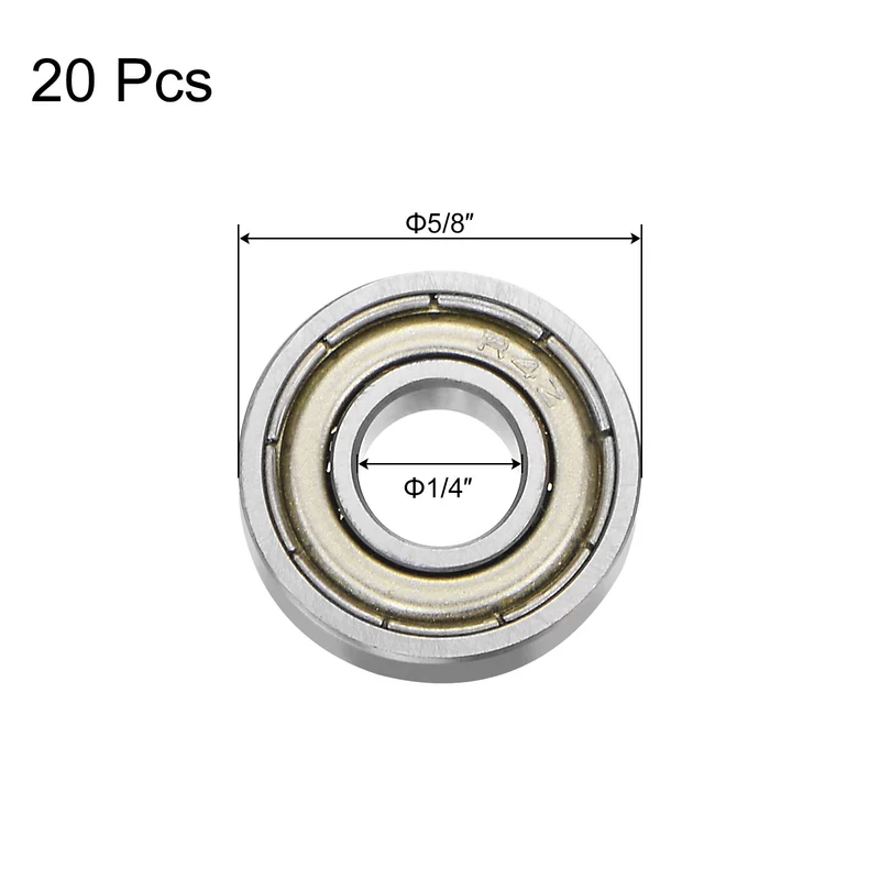 R4ZZ Deep Groove Ball Bearing 20pcs 1/4"x5/8"x10/51" Z2 Double Steel Shielded