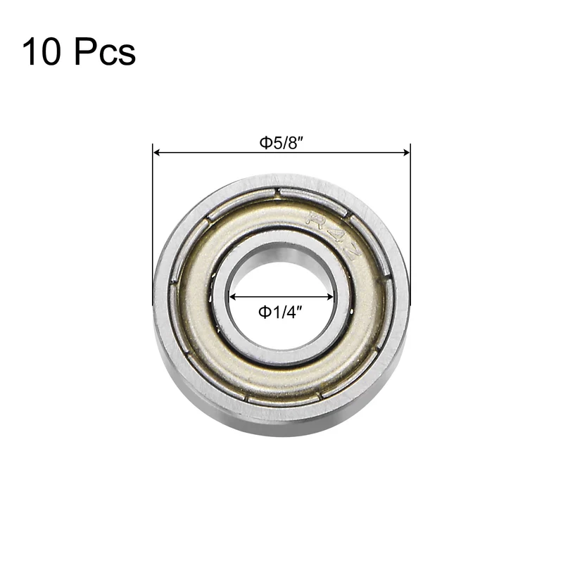R4ZZ Deep Groove Ball Bearing 10pcs 1/4"x5/8"x10/51" Z2 Double Steel Shielded