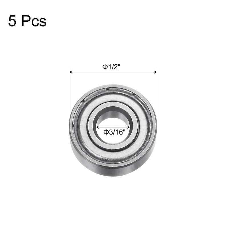 R3ZZ Deep Groove Ball Bearing 5pcs 3/16"x1/2"x10/51" Z2 Double Steel Shielded
