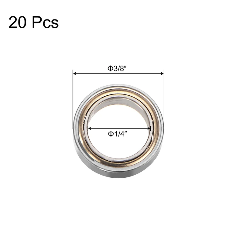 R168ZZ Deep Groove Ball Bearing 20pcs 1/4"x3/8"x1/8" Z2 Double Steel Shielded