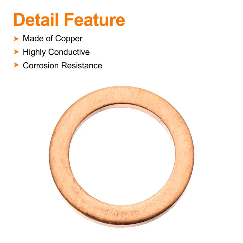 30 Pcs Flat Copper Washers, 7x10x1mm Copper Flat Sealing Crush Ring Washers