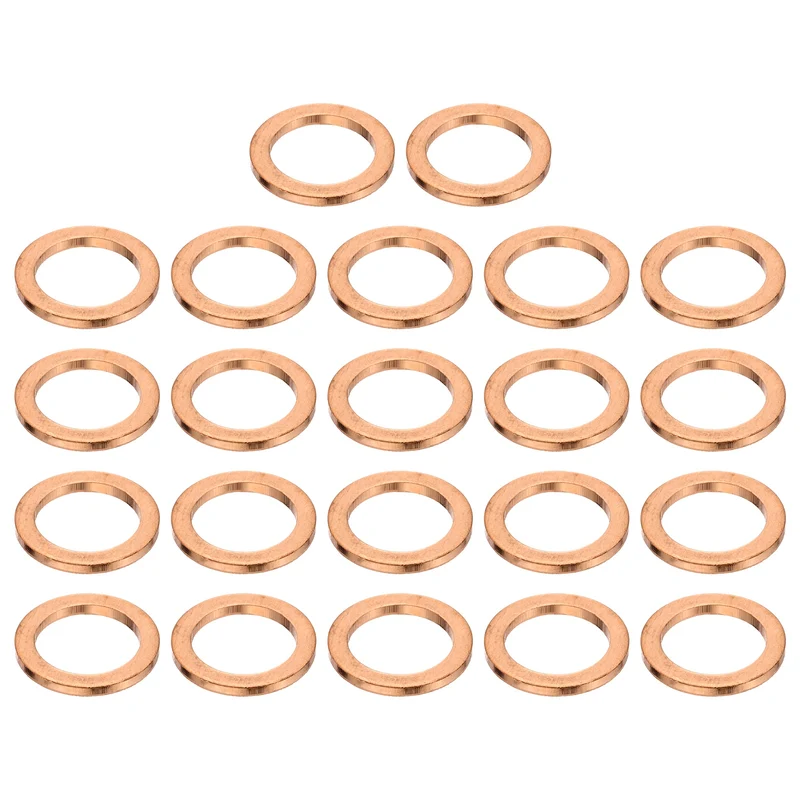 22 Pcs Flat Copper Washers, 7x10x1mm Copper Flat Sealing Crush Ring Washers