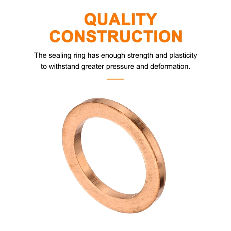 22 Pcs Flat Copper Washers, 7x10x1mm Copper Flat Sealing Crush Ring Washers