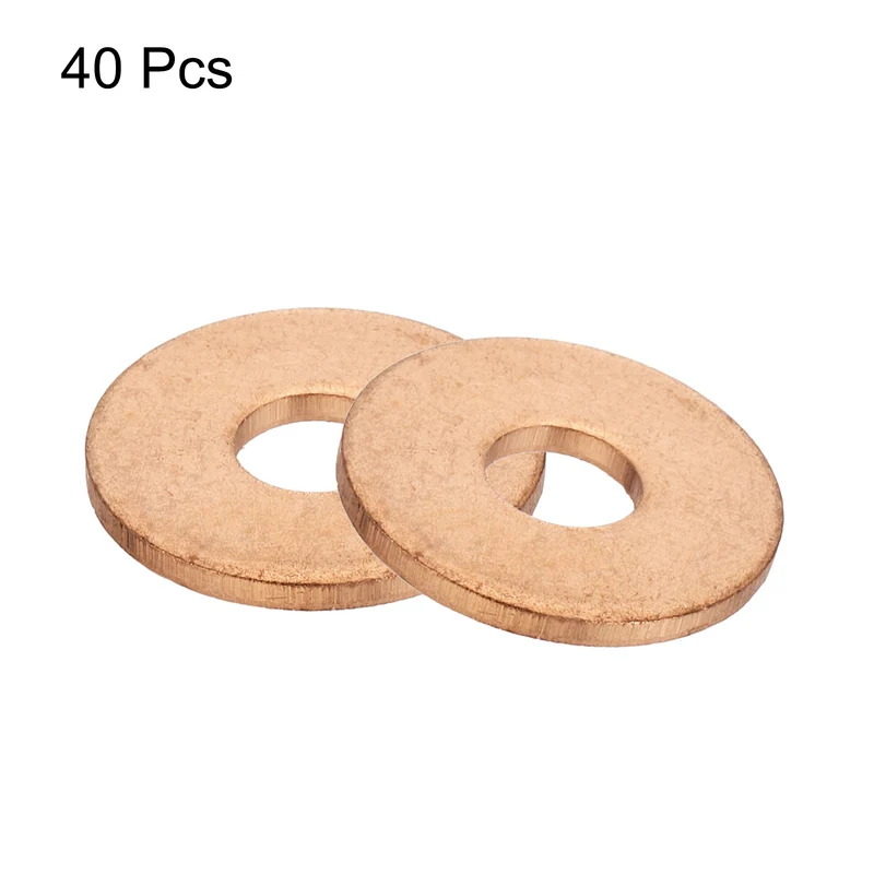 40 Pcs Flat Copper Washers, 6x18x1.5mm Copper Flat Sealing Crush Ring Washers