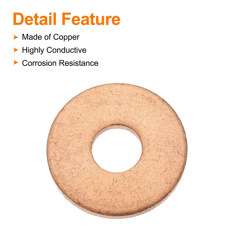 30 Pcs Flat Copper Washers, 6x18x1.5mm Copper Flat Sealing Crush Ring Washers