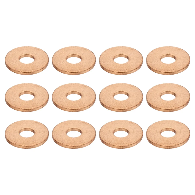 12 Pcs Flat Copper Washers, 6x18x1.5mm Copper Flat Sealing Crush Ring Washers