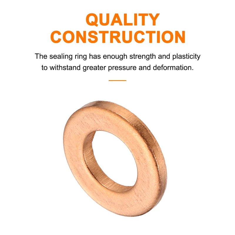 52 Pcs Flat Copper Washers, 6x12x1.5mm Copper Flat Sealing Crush Ring Washers