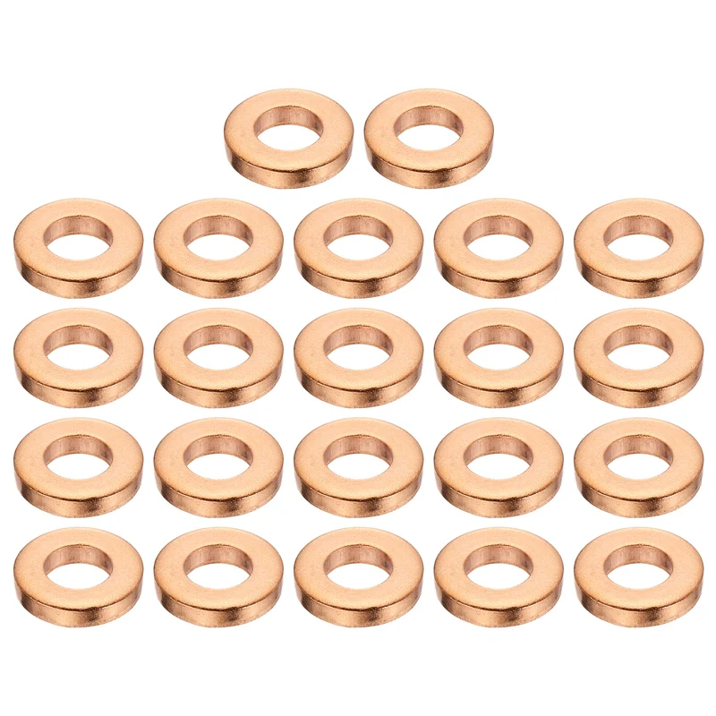 22 Pcs Flat Copper Washers, 5x10x2mm Copper Flat Sealing Crush Ring Washers