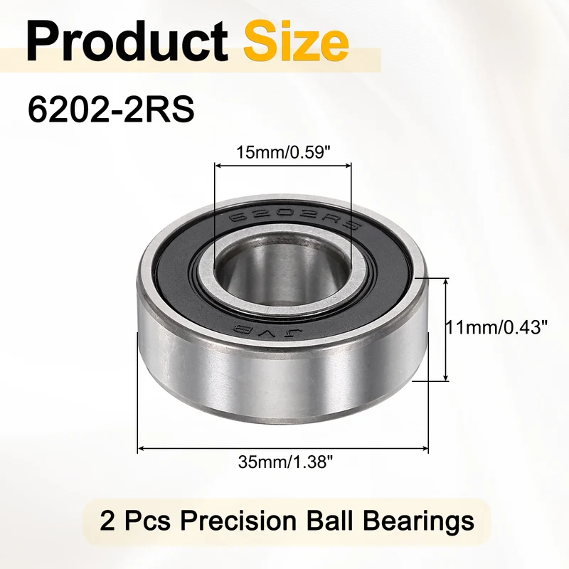 2Pcs 6202-2RS Deep Groove Ball Bearings 15x35x11mm ZV4 Level ABEC7 Precision