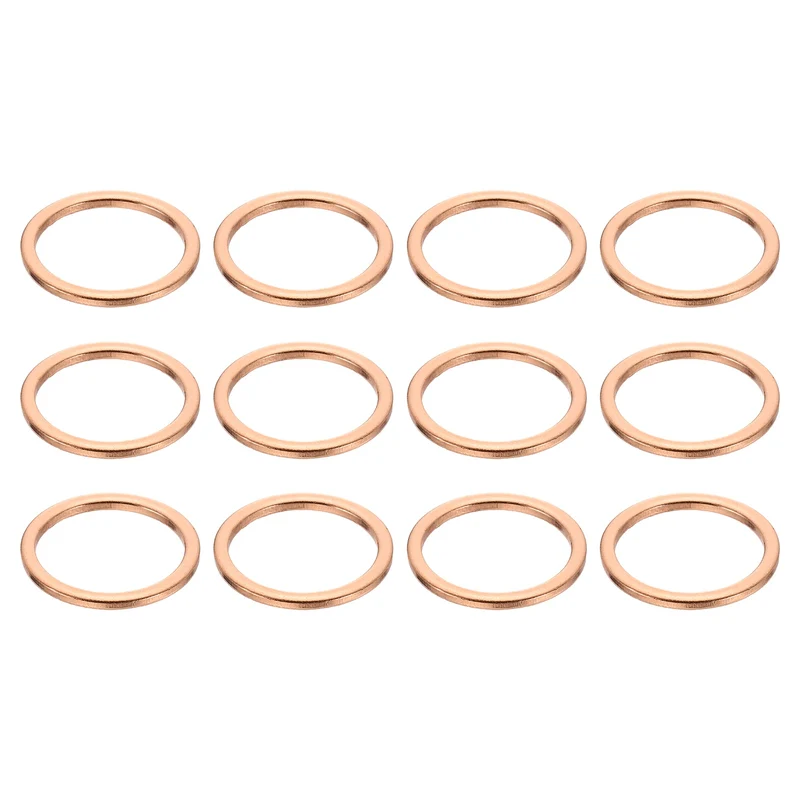 12 Pcs Flat Copper Washers, 18x22x1.5mm Copper Flat Sealing Crush Ring Washers