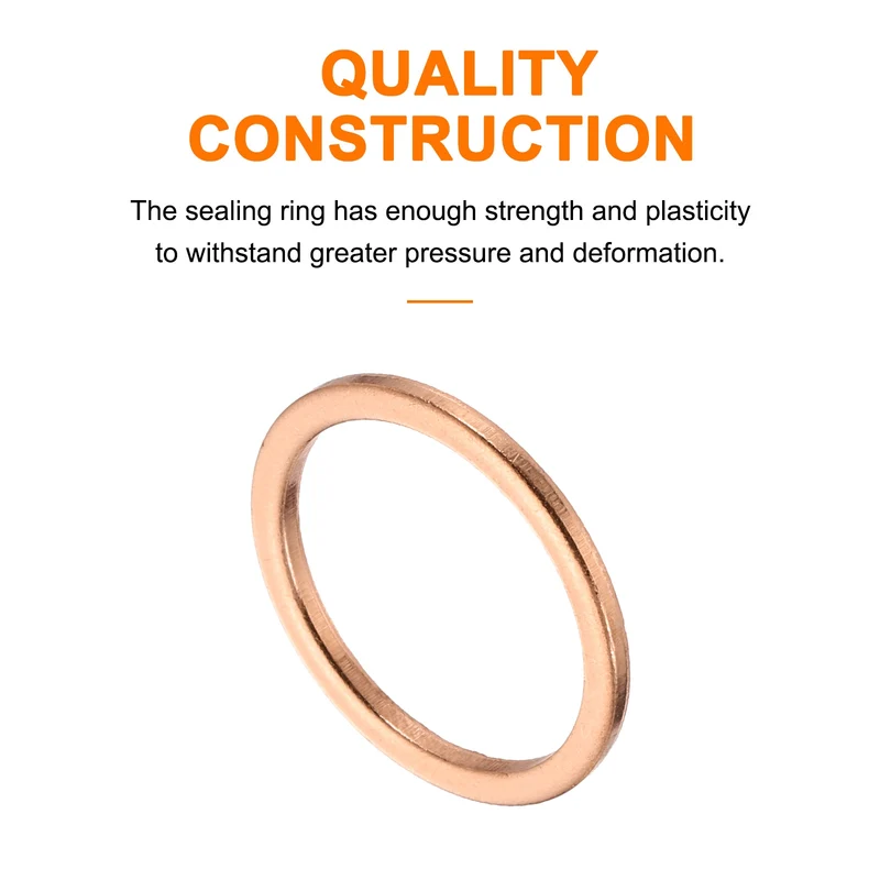 12 Pcs Flat Copper Washers, 18x22x1.5mm Copper Flat Sealing Crush Ring Washers