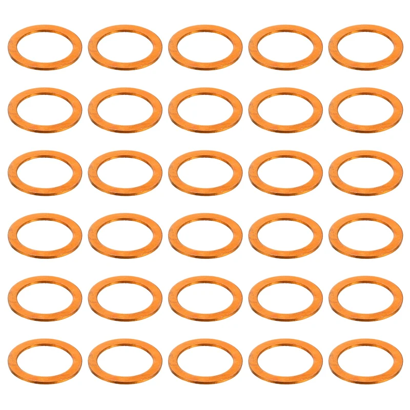 52 Pcs Flat Copper Washers, 16x22x1mm Copper Flat Sealing Crush Ring Washers