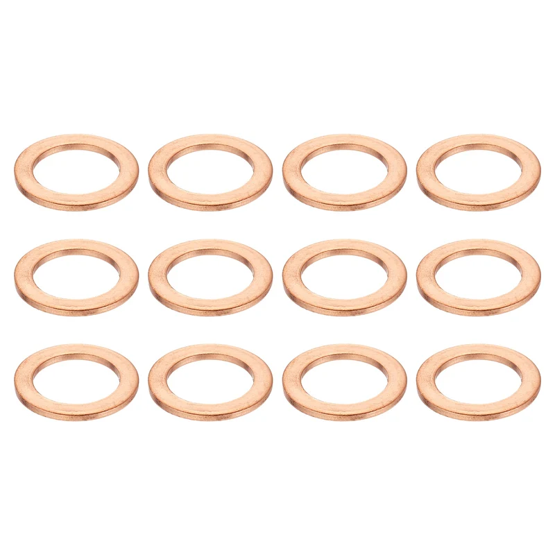 12 Pcs Flat Copper Washers, 15x22x1.5mm Copper Flat Sealing Crush Ring Washers