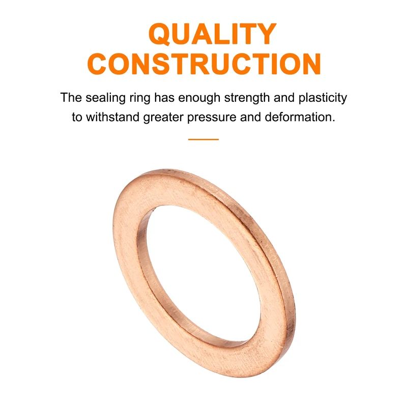 12 Pcs Flat Copper Washers, 15x22x1.5mm Copper Flat Sealing Crush Ring Washers