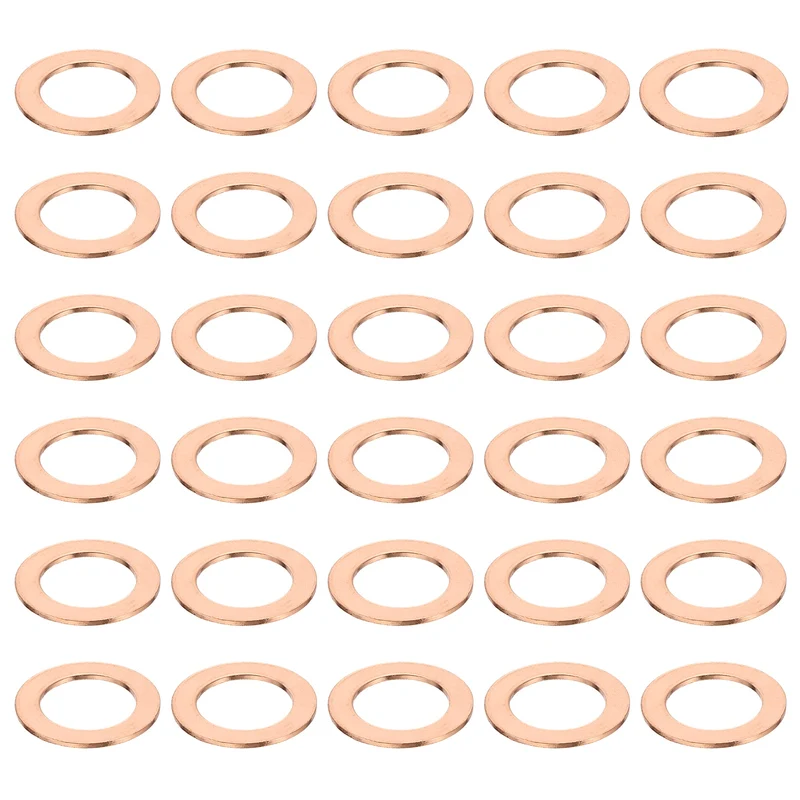 52 Pcs Flat Copper Washers, 14x22x1.5mm Copper Flat Sealing Crush Ring Washers