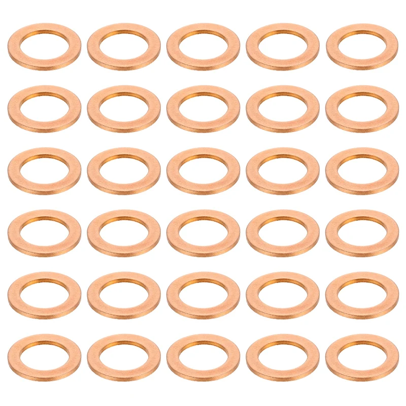 52 Pcs Flat Copper Washers, 13x20x1.5mm Copper Flat Sealing Crush Ring Washers